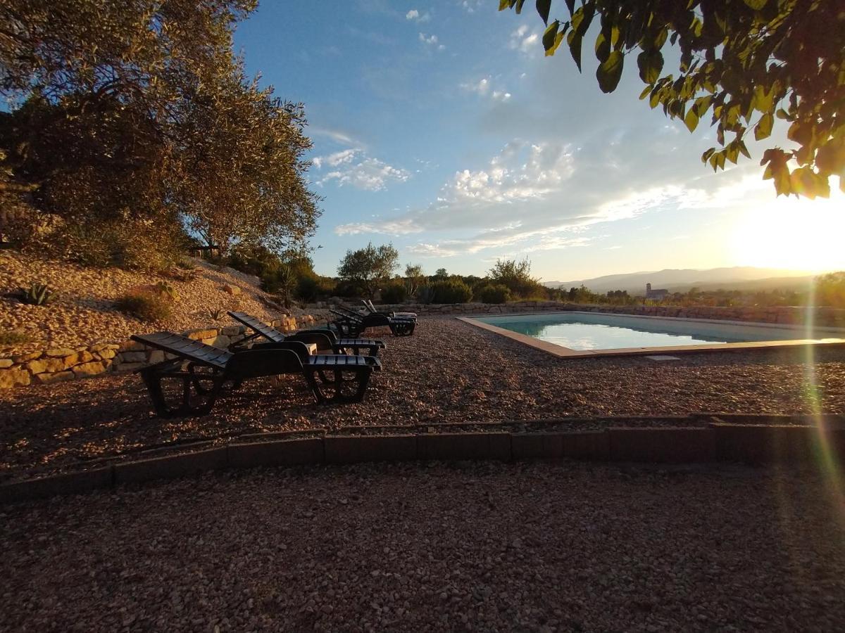 Les Agaves Piscine Panoramique Vue Exceptionnelle Grospierres Exterior foto